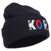 South Korea KOR Flag Embroidered Long Beanie