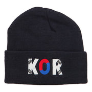 South Korea KOR Flag Embroidered Long Beanie