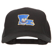 Louisiana State Flag Map Embroidered Solid Cotton Pro Cap