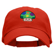 Green Mushroom Embroidered Low Profile Dyed Cotton Twill Cap