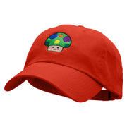 Green Mushroom Embroidered Low Profile Dyed Cotton Twill Cap