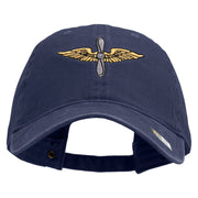 U.S. Army Aviation Embroidered Washed Solid Pigment Dyed Cotton Twill Brass Buckle Cap - Navy OSFM