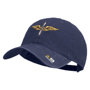 U.S. Army Aviation Embroidered Washed Solid Pigment Dyed Cotton Twill Brass Buckle Cap - Navy OSFM