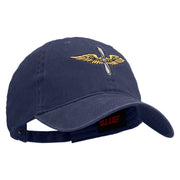 U.S. Army Aviation Embroidered Washed Solid Pigment Dyed Cotton Twill Brass Buckle Cap - Navy OSFM