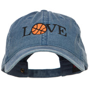 Love with Basketball Embroidered Washed Cotton Cap