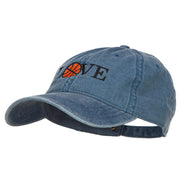 Love with Basketball Embroidered Washed Cotton Cap