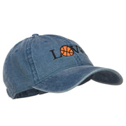 Love with Basketball Embroidered Washed Cotton Cap