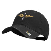U.S. Army Aviation Embroidered Washed Solid Pigment Dyed Cotton Twill Brass Buckle Cap - Black OSFM