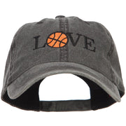 Love with Basketball Embroidered Washed Cotton Cap