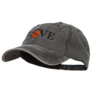 Love with Basketball Embroidered Washed Cotton Cap