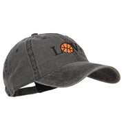 Love with Basketball Embroidered Washed Cotton Cap