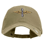 U.S. Army Aviation Embroidered Washed Solid Pigment Dyed Cotton Twill Brass Buckle Cap - Khaki OSFM