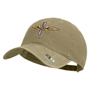 U.S. Army Aviation Embroidered Washed Solid Pigment Dyed Cotton Twill Brass Buckle Cap - Khaki OSFM