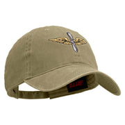 U.S. Army Aviation Embroidered Washed Solid Pigment Dyed Cotton Twill Brass Buckle Cap - Khaki OSFM