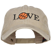 Love with Basketball Embroidered Washed Cotton Cap