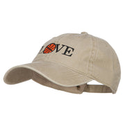 Love with Basketball Embroidered Washed Cotton Cap