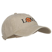 Love with Basketball Embroidered Washed Cotton Cap