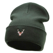 Mini Stag Embroidered 12 Inch Long Knitted Beanie