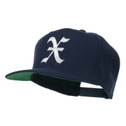 Old English X Embroidered Flat Bill Cap