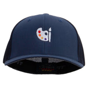 Palette Icon Embroidered 6 Panel Trucker Flexfit Cap - Navy OSFM