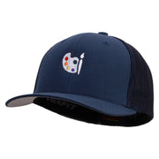 Palette Icon Embroidered 6 Panel Trucker Flexfit Cap - Navy OSFM
