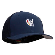 Palette Icon Embroidered 6 Panel Trucker Flexfit Cap - Navy OSFM