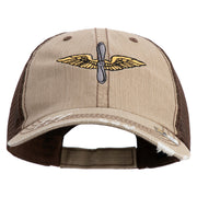 U.S. Army Aviation Embroidered Low Profile Special Cotton Mesh Cap - khaki-brown OSFM