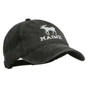 Maine State Moose Embroidered Washed Dyed Cap