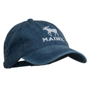 Maine State Moose Embroidered Washed Dyed Cap