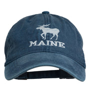 Maine State Moose Embroidered Washed Dyed Cap