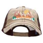 Yosemite Scene Embroidered Low Profile Special Cotton Mesh Cap