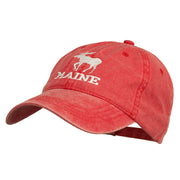 Maine State Moose Embroidered Washed Dyed Cap