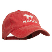 Maine State Moose Embroidered Washed Dyed Cap