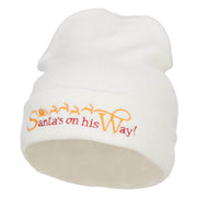 Santa's On His Way Embroidered Long Beanie