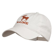 Maine State Moose Embroidered Washed Dyed Cap