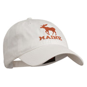 Maine State Moose Embroidered Washed Dyed Cap