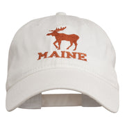 Maine State Moose Embroidered Washed Dyed Cap