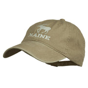 Maine State Moose Embroidered Washed Dyed Cap