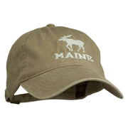 Maine State Moose Embroidered Washed Dyed Cap