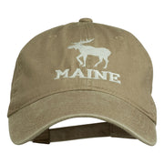 Maine State Moose Embroidered Washed Dyed Cap