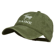 Maine State Moose Embroidered Washed Dyed Cap