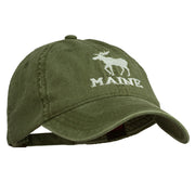 Maine State Moose Embroidered Washed Dyed Cap