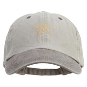 Thunder Star Logo Embroidered Pigment Dyed Wash Caps - Beige-Brown OSFM