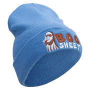 Boo Sheet Embroidered 12 Inch Long Knitted Beanie - Sky-Blue OSFM