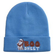 Boo Sheet Embroidered 12 Inch Long Knitted Beanie - Sky-Blue OSFM