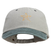 Thunder Star Logo Embroidered Pigment Dyed Wash Caps - Beige-Green OSFM