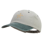 Thunder Star Logo Embroidered Pigment Dyed Wash Caps - Beige-Green OSFM