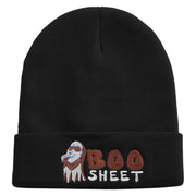 Boo Sheet Embroidered 12 Inch Long Knitted Beanie - Black OSFM