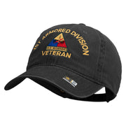 U.S. Army 1st Armored Division Embroidered Washed Solid Pigment Dyed Cotton Twill Brass Buckle Cap - Black OSFM