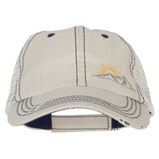 Mountain Scene Embroidered Cotton Mesh Cap